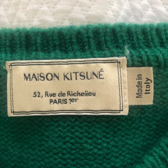 SOLD! Maison Kitsune Green Fox Wool Sweater S - Picture 2 of 8